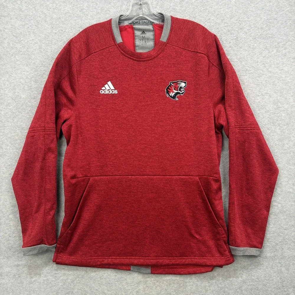 Adidas Baseball Sweatshirt‎ Mens Medium Red Pockets Saber Tooth Tigers School